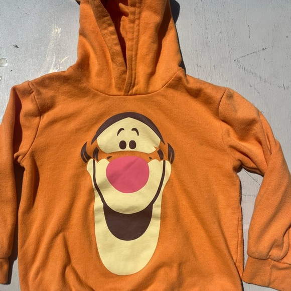 Kid's Winnie the Poo Hoodie Orange Face Cartoon 5/6 Disney Tigger STAINED Ears - Picture 3 of 16